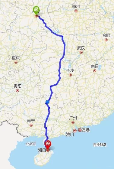 Self-Driving Route Guide from Xi’an to Hainan