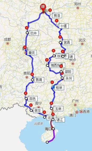 Self-Driving Route Guide from Xi'an to Hainan 