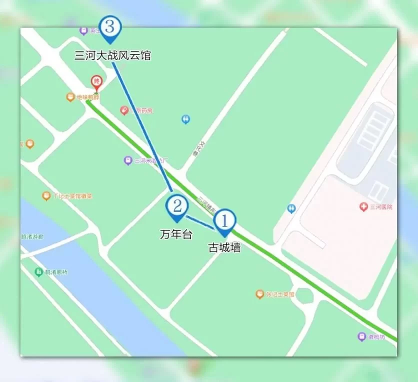 City Walk Routes in Sanhe Ancient Town 